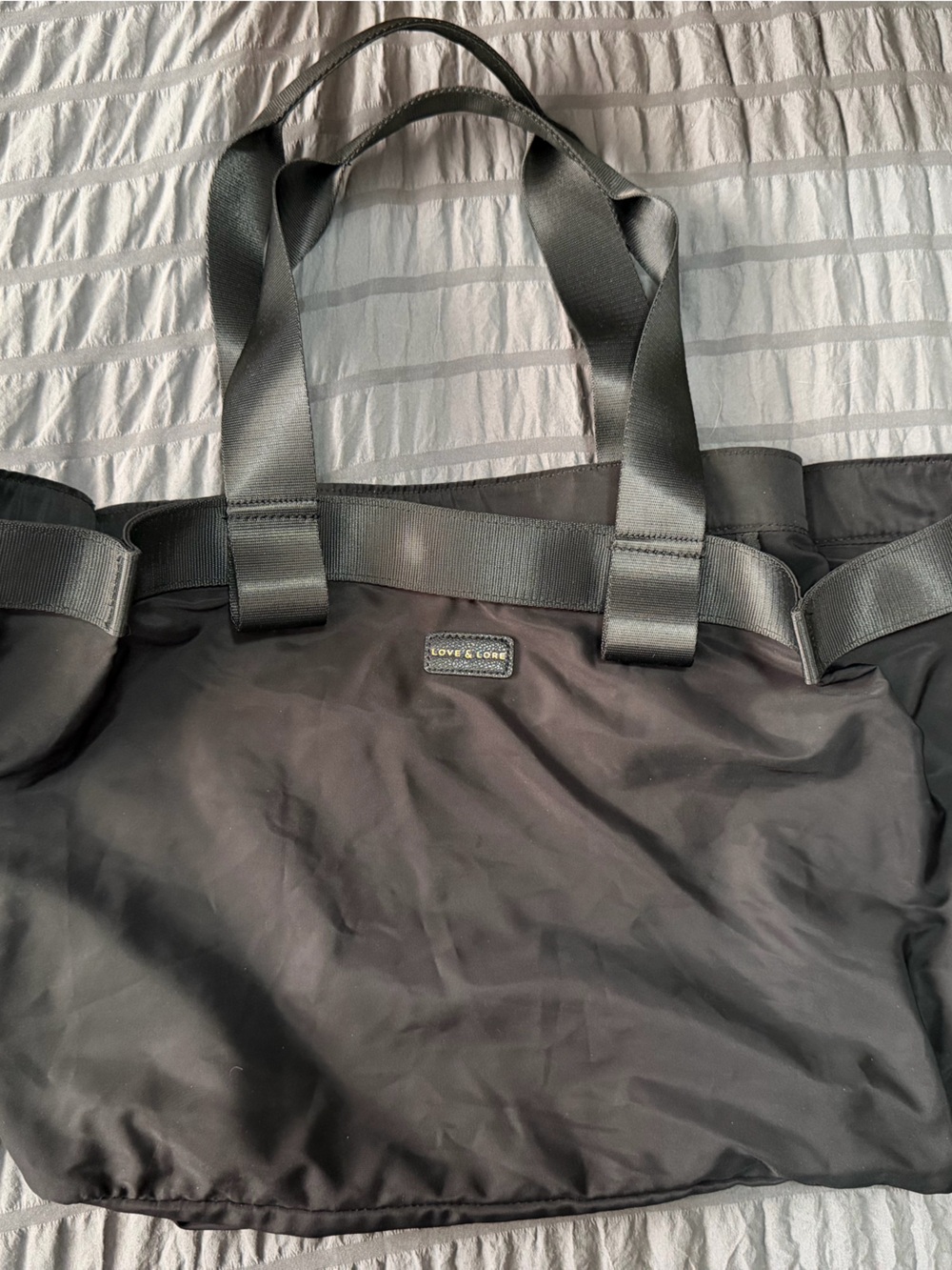 Love and Lore Black Silky Tote Bag